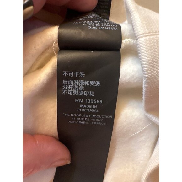 Kooples Womens White Printed Hoodie w Drawstring & Kangaroo Pocket Cotton $240 - Picture 8 of 9